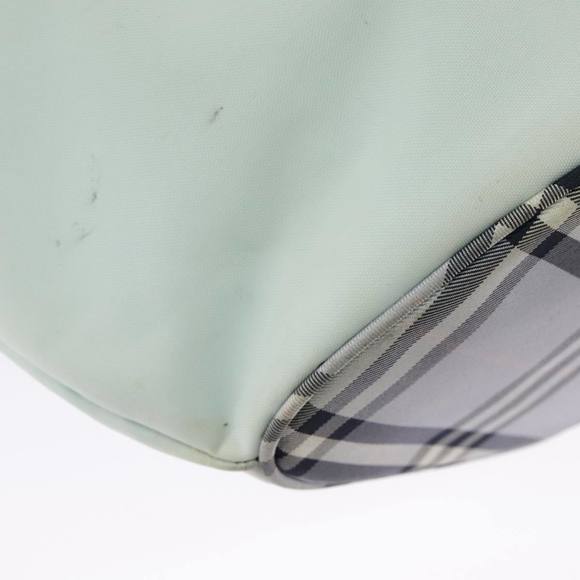 Burberrys Blue Label Tote Bag Nylon Leather Light Blue Brown Silver Auth ti2219 - Picture 15 of 16